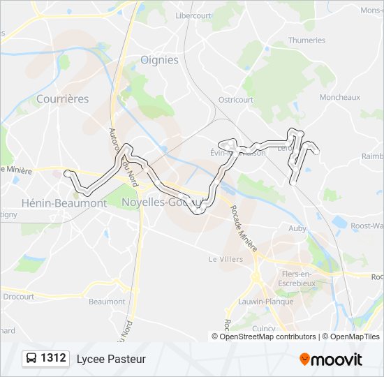 Plan de la ligne 1312 de bus