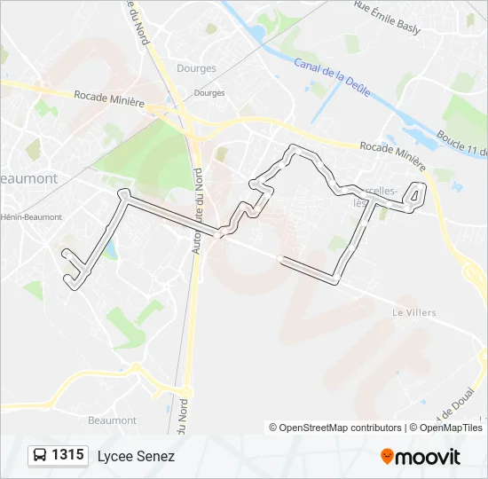 Plan de la ligne 1315 de bus