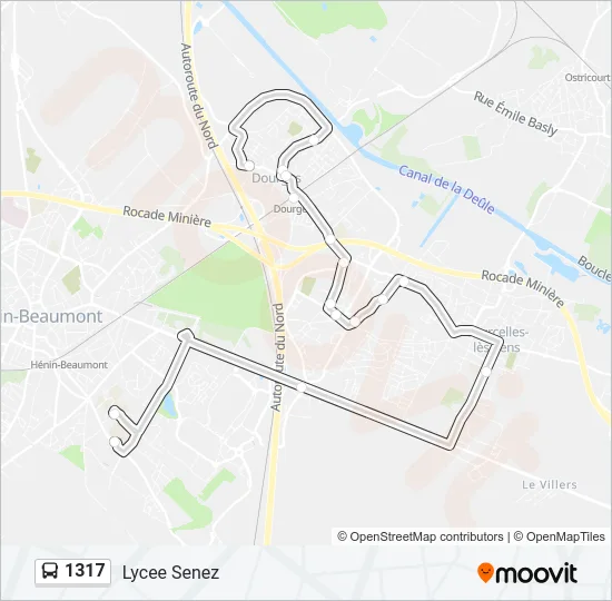 Plan de la ligne 1317 de bus