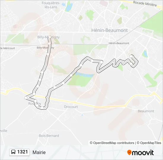 Plan de la ligne 1321 de bus