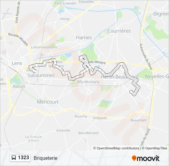 Plan de la ligne 1323 de bus