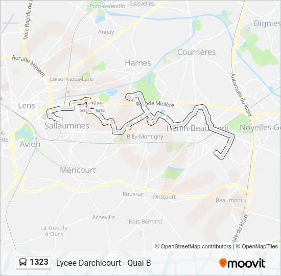 Plan de la ligne 1323 de bus