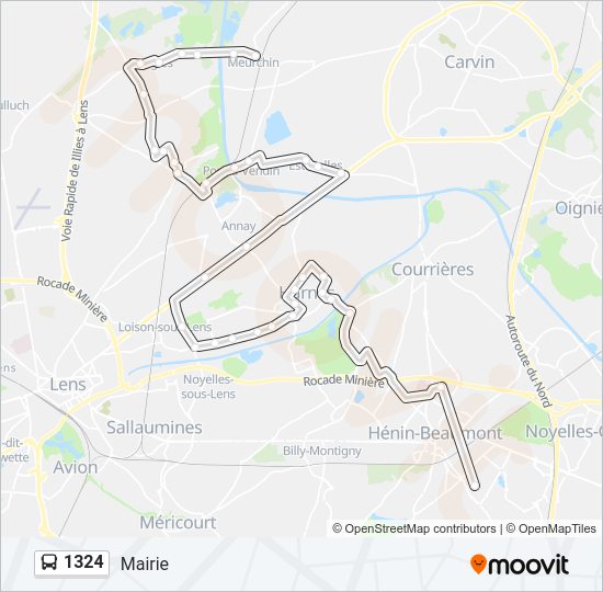 Plan de la ligne 1324 de bus