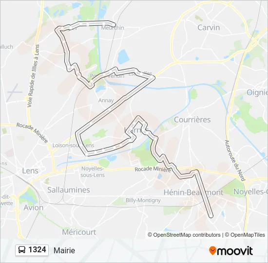 Plan de la ligne 1324 de bus