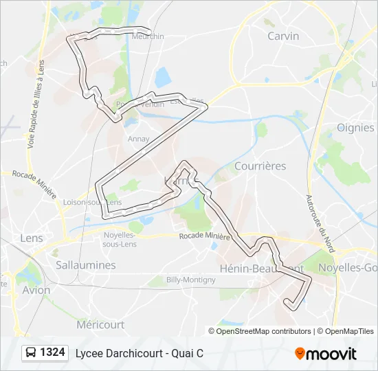 Plan de la ligne 1324 de bus