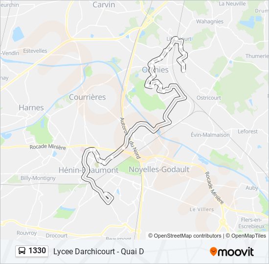 Plan de la ligne 1330 de bus