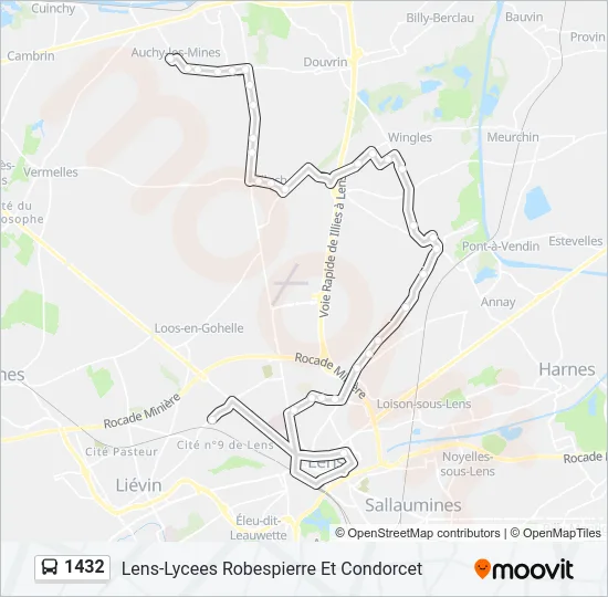 Plan de la ligne 1432 de bus