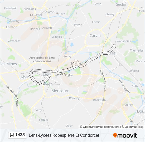 Mapa de 1433 de autobús