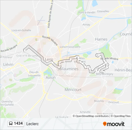1434 Bus Line Map