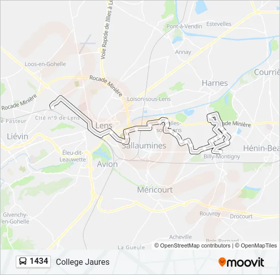 1434 Bus Line Map