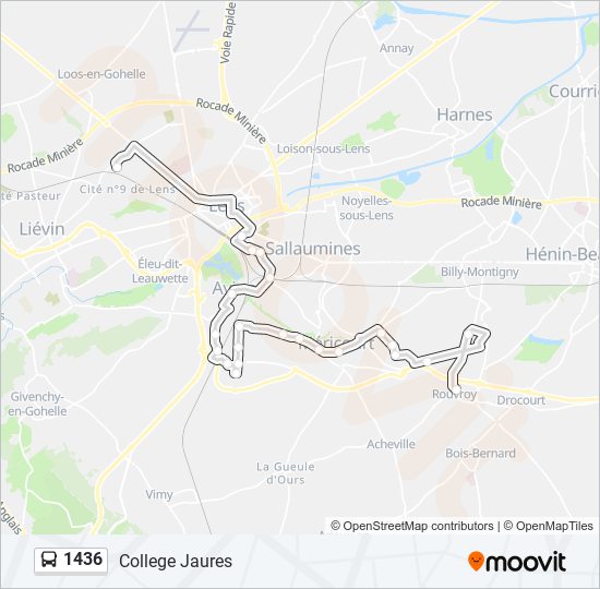 Plan de la ligne 1436 de bus