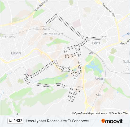 Plan de la ligne 1437 de bus