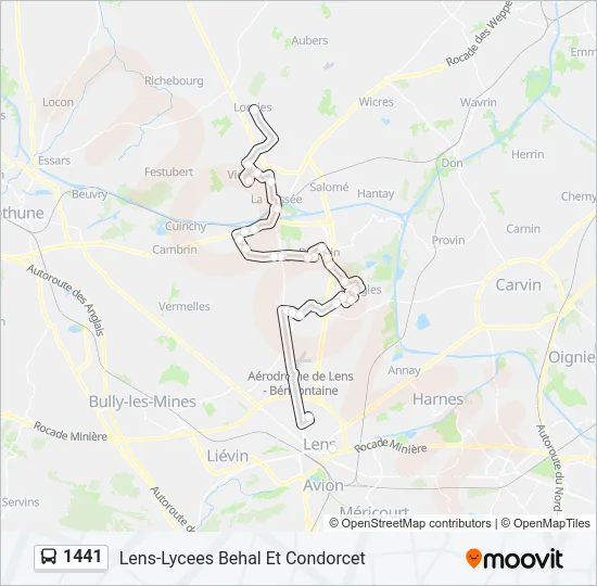 Plan de la ligne 1441 de bus