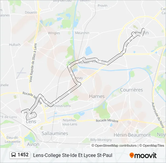 1452 Bus Line Map