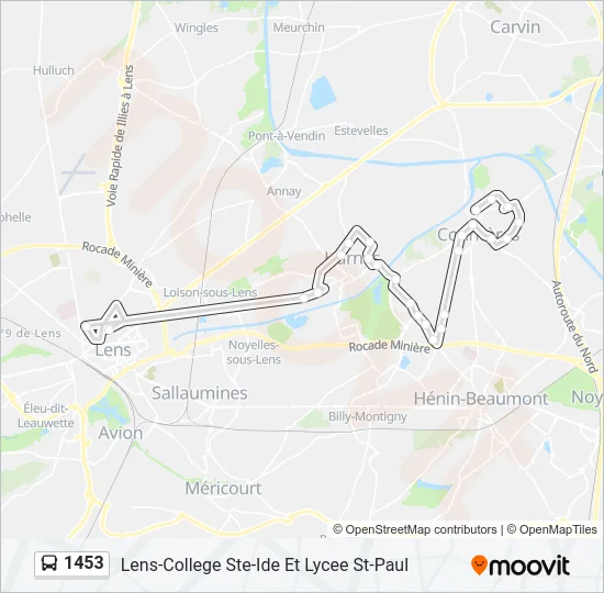 1453 Bus Line Map