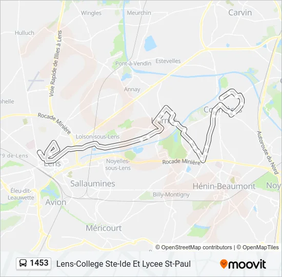 1453 Bus Line Map