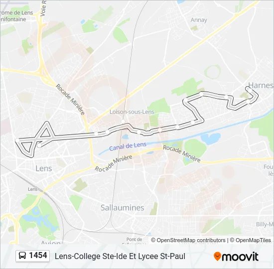1454 Bus Line Map
