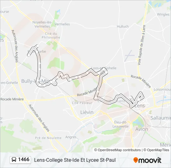 Plan de la ligne 1466 de bus