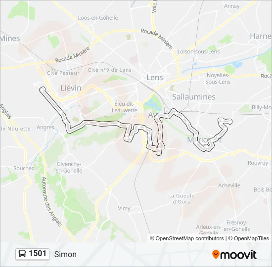 1501 Bus Line Map