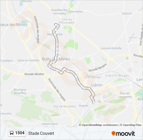 Plan de la ligne 1504 de bus