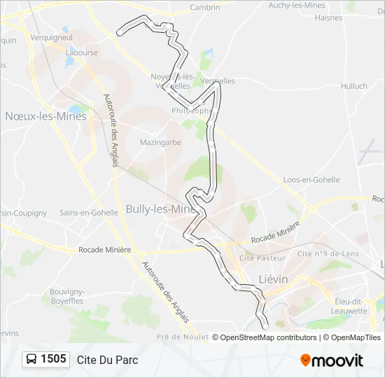 Plan de la ligne 1505 de bus