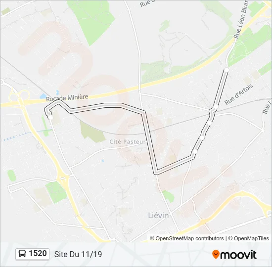Plan de la ligne 1520 de bus