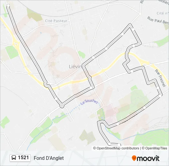 Plan de la ligne 1521 de bus