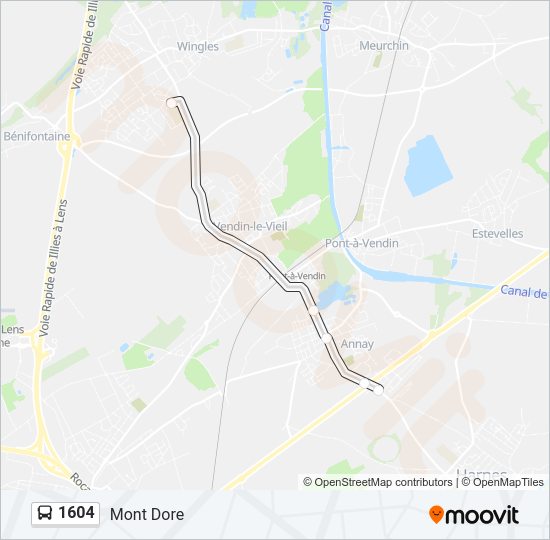 Plan de la ligne 1604 de bus