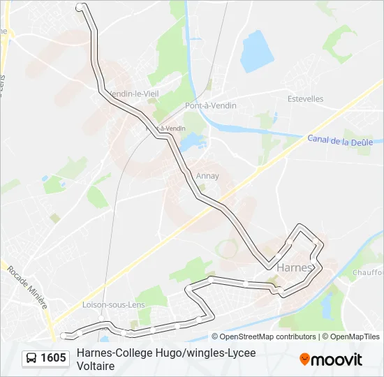Plan de la ligne 1605 de bus