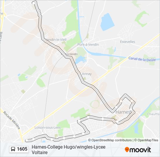 Plan de la ligne 1605 de bus