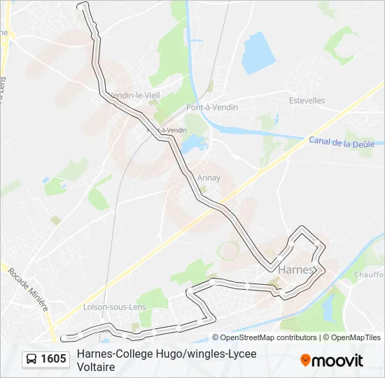 Plan de la ligne 1605 de bus