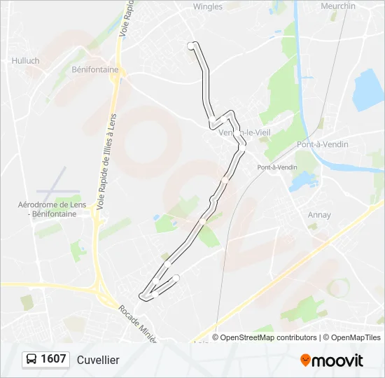 Plan de la ligne 1607 de bus