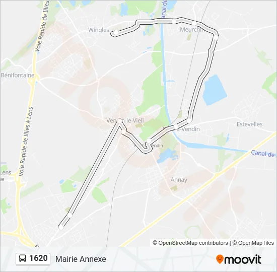 Plan de la ligne 1620 de bus
