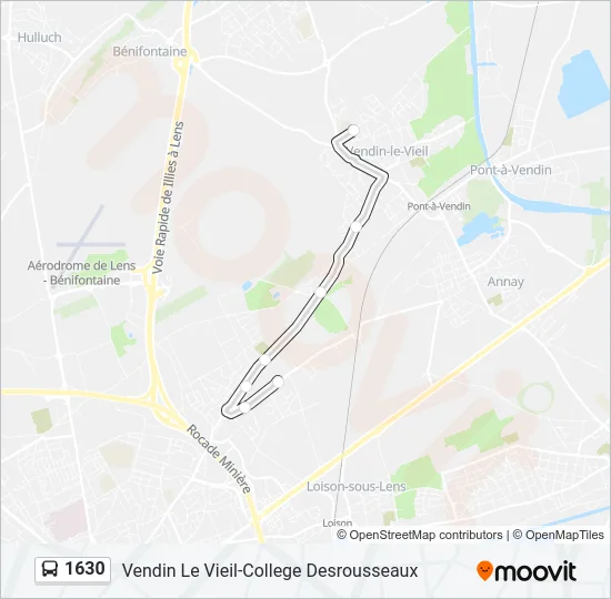 Plan de la ligne 1630 de bus