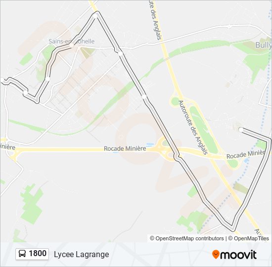 Plan de la ligne 1800 de bus