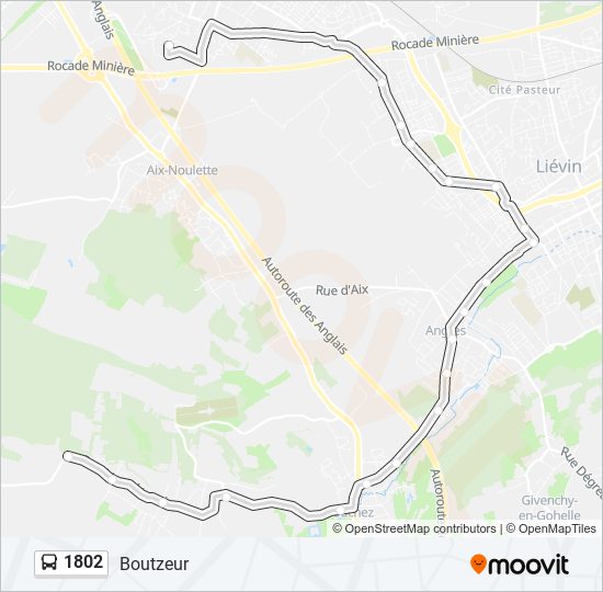 Plan de la ligne 1802 de bus