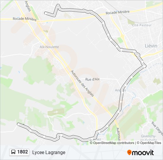 Plan de la ligne 1802 de bus