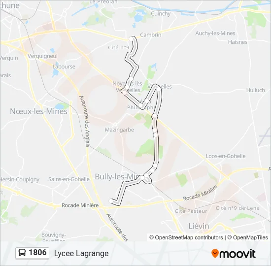 Plan de la ligne 1806 de bus
