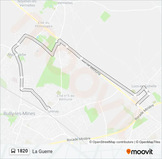 Plan de la ligne 1820 de bus