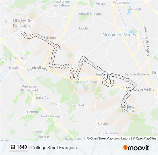 Plan de la ligne 1840 de bus