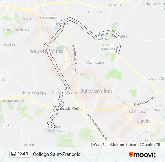 Plan de la ligne 1841 de bus
