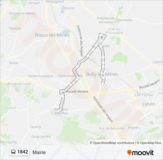 Plan de la ligne 1842 de bus