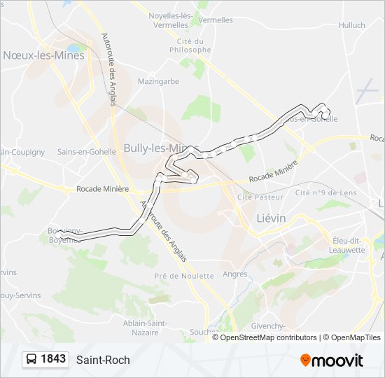 Plan de la ligne 1843 de bus