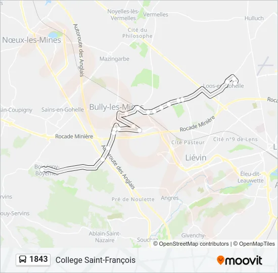 1843 Bus Line Map