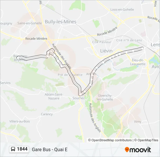 Plan de la ligne 1844 de bus