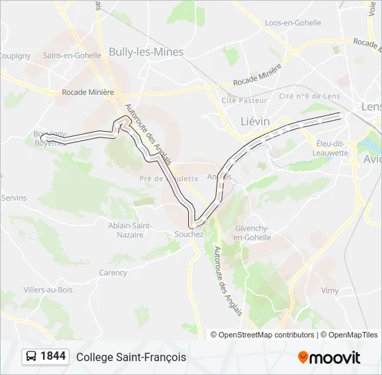 1844 Bus Line Map
