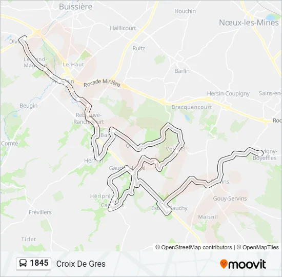 1845 Bus Line Map