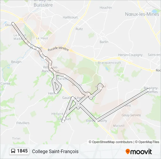 1845 Bus Line Map