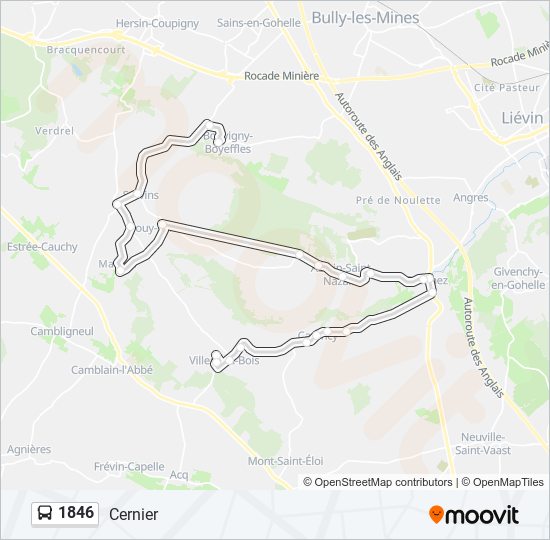 Plan de la ligne 1846 de bus