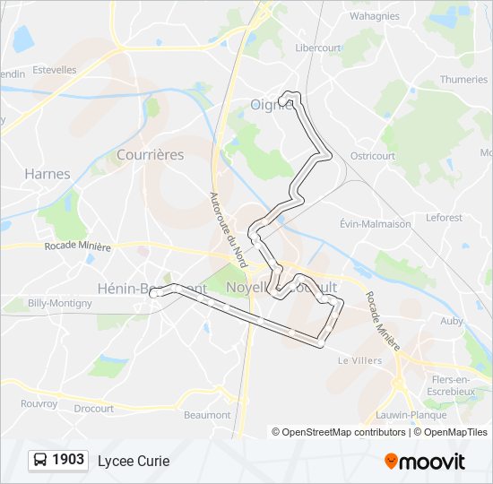 Plan de la ligne 1903 de bus